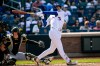 New York Mets center fielder Carson Benge (3) bats at his debut MLB game during the fifth inning of an opening-day baseball game against the Pittsburgh Pirates, Thursday, March 26, 2026, in New York. (AP Photo/Angelina Katsanis)