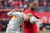 Iceland defender Hordor Bjorgvin Magnusson clears the ball away from Canadian striker Cyle Larin in Toronto on Saturday, March 28, 2026. THE CANADIAN PRESS/Chris Young