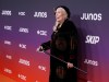 Joni Mitchell, 19-time Juno Award nominee, five-time winner, and the 2026 Lifetime Achievement Award recipient, pose on the orange carpet at the Junos in Hamilton, Ontario, Canada on Sunday, March 29, 2026. THE CANADIAN PRESS/Peter Power