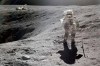 In this photo provided by NASA, astronaut Charles M. Duke Jr. collects lunar samples at Station No. 1 during the first Apollo 16 extravehicular activity at the Descartes landing site, April 21, 1972. (John W. Young/NASA via AP)
