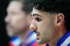 Atletico Madrid's Johnny Cardoso during a press conference in London, Tuesday March 17, 2026. (John Walton/PA via AP)
