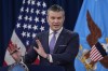 Defense Secretary Pete Hegseth speaks to members of the media during a press briefing at the Pentagon in Washington, Tuesday, March 31, 2026. (AP Photo/Manuel Balce Ceneta)