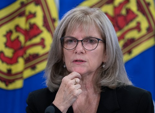 Nova Scotia auditor general Kim Adair fields questions at a news conference in Halifax on Tuesday, Nov. 23, 2021. THE CANADIAN PRESS/Andrew Vaughan
