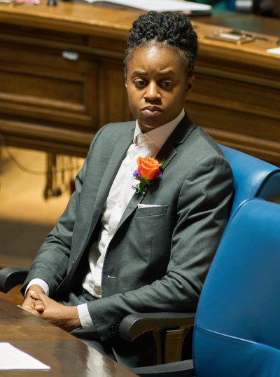 Minister of Health, Seniors and Long-Term Care Uzoma Asagwara listens as Manitoba Lt.-Gov. Anita Neville delivers the Speech from the Throne, at the Manitoba Legislative Building in Winnipeg, Tuesday, Nov. 18, 2025. THE CANADIAN PRESS/David Lipnowski