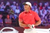 Tiger Woods of the Jupiter Links Golf Club plays his shot from the first tee during final day of TGL golf tournament,Tuesday, March 24, 2026, in Palm Beach Gardens Fla. (AP Photo/Reinhold Matay)