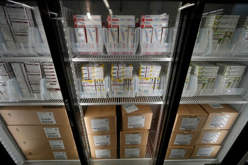FILE - Packets of insulin vials and pens are warehoused at a Kaiser warehouse in Downey, Calif., March 18, 2023. (AP Photo/Damian Dovarganes, file)