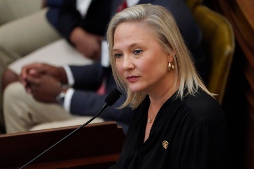 FILE - Mississippi State Rep. Celeste Hurst, R-Sandhill, listens to a colleague's questions during her bill presentation in the House chamber, Thursday, Feb. 8, 2024, at the Capitol in Jackson, Miss. (AP Photo/Rogelio V. Solis, file)