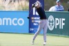 Jenny Shin hits a tee shot on the 15th hole during the first round of the Aramco Championship LPGA golf tournament, Thursday, April 2, 2026, in North Las Vegas. (AP Photo/Ian Maule)