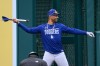 Los Angeles Dodgers shortstop Mookie Betts works out before a baseball game against the Washington Nationals, Friday, April 3, 2026, in Washington. (AP Photo/Nick Wass)