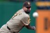 San Diego Padres pitcher Germán Márquez delivers during the first inning of a baseball game against the Pittsburgh Pirates in Pittsburgh, Monday, April 6, 2026. (AP Photo/Gene J. Puskar)