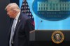 President Donald Trump departs after speaking with reporters during a news conference in the James Brady Press Briefing Room at the White House, Monday, April 6, 2026, in Washington. (AP Photo/Mark Schiefelbein)