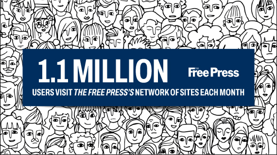 1.1 Million users visit The Free Press's network of sites each month.