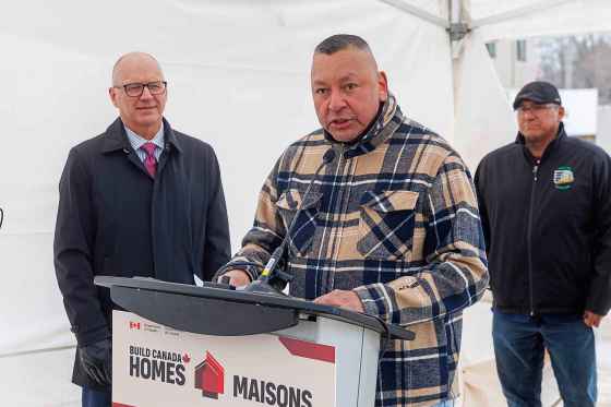 'This development is about three things: history, teamwork, and the future,' Shoal Lake 40 Chief Herb Greene said during Tuesday's sod-turning ceremony. (Mike Deal / Free Press)
