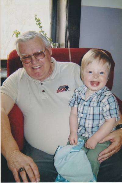 SUPPLIED
                                Tom Wilson holds his great-grandson Elliott.