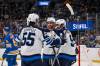 Connor Hamilton / The Associated Press
                                Winnipeg Jets&rsquo; Alex Iafallo celebrates with teammates after scoring against the St. Louis Blues in the first period of the Jets 3-2 victory, Thursday in St. Louis.