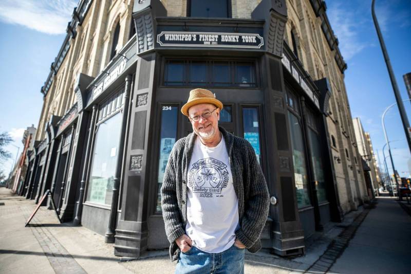 MIKAELA MACKENZIE / FREE PRESS
                                John Scoles stands outside Times Change(d) High and Lonesome Club in the Fortune Building. He took over as proprietor of the downtown venue in 2001, and is celebrating a quarter-century of music on April 15.