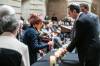 MIKAELA MACKENZIE / FREE PRESS
                                Judith Lavitt lights a candle at the Yom HaShoah annual Holocaust commemoration at the Manitoba Legislative Building, April 14.