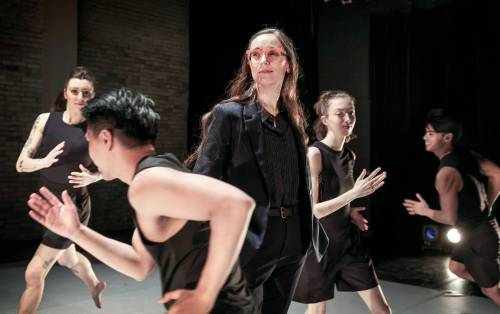 Ruth Bonneville / Free Press
                                Artistic director Jolene Bailie (centre) is surrounded by dancers during a rehearsal of her new work, Accumulation.