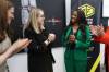 Ruth Bonneville / Free Press
                                Aisha Bowe (right) speaks with Nancy Cooke of Campaign Compass on Tuesday at the Royal Aviation Museum of Western Canada, alongside U.S. consul Rebecca Molinoff (left).