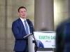 RUTH BONNEVILLE / FREE PRESS
                                Environment and Climate Change Minister Mike Moyes announces new funding toward climate-related concerns during Earth Day celebrations at the legislature building Wednesday.