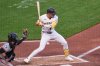 Pittsburgh Pirates' Konnor Griffin is hit by a pitch from Baltimore Orioles pitcher Shane Baz during the fourth inning of a baseball game in Pittsburgh, Saturday, April 4, 2026. (AP Photo/Gene J. Puskar)