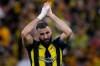 FILE - Al Ittihad's Karim Benzema celebrates at the end of the Soccer Club World Cup first round soccer match between Al Ittihad and Auckland City FC at King Abdullah Sports City stadium in Jeddah, Saudi Arabia, Dec. 12, 2023. (AP Photo/Manu Fernandez, File)