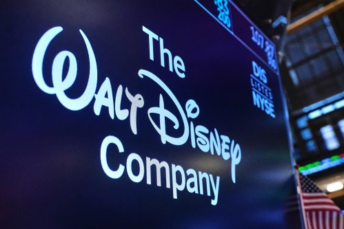 FILE - The logo for The Walt Disney Company is displayed above a trading post on the floor of the New York Stock Exchange, Monday, Feb. 2, 2026. (AP Photo/Richard Drew, File)