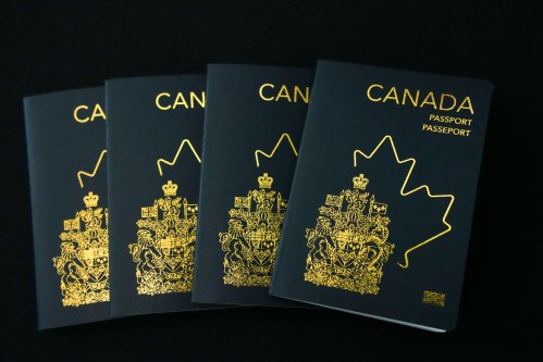 Canadian passports are displayed at an event to debut the new design at the Ottawa International Airport in Ottawa on Wednesday, May 10, 2023. THE CANADIAN PRESS/Sean Kilpatrick