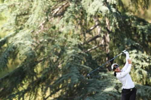 Sei Young Kim hits from the fifth tee during the first round of the LPGA's JM Eagle LA Championship golf tournament at El Caballero Country Club, Thursday, April 16, 2026, in Los Angeles. (AP Photo/Jessie Alcheh)