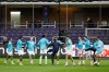 FILE - Marseille players warm up prior to the Champions League opening phase soccer match between Union SG and Marseilles in Brussels, Dec. 9, 2025. (AP Photo/Geert Vanden Wijngaert, File)