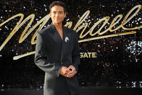Jaafar Jackson arrives at the premiere of 