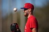 FILE - Philadelphia Phillies' Zack Wheeler works out during spring training baseball Monday, Feb. 16, 2026, in Clearwater, Fla. (AP Photo/Matt Slocum,File)