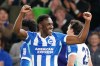Brighton and Hove Albion's Danny Welbeck celebrates scoring their third goal during the Premier League soccer match between Brighton and Hove Albion and Chelsea, Tuesday, April 21 2026, in Brighton, England. (Gareth Fuller/PA via AP)