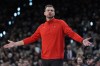 Portland Trail Blazers acting head coach Tiago Splitter reacts to a call during the second half in Game 2 of a first-round NBA playoffs basketball series in San Antonio, Tuesday, April 21, 2026. (AP Photo/Eric Gay)