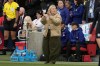 The United States head coach Emma Hayes reacts on the sideline during the second half of an international friendly soccer match against Japan Saturday, April 11, 2026, in San Jose, Calif. (AP Photo/Jeff Chiu)
