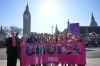 Campaigners hold a banner outside parliament in London as a proposed law to legalise assisted dying in England and Wales will run out of time on Friday, more than a year after MPs first voted in favour of it, Friday, April 24, 2026. (AP Photo/Kirsty Wigglesworth)