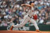 Houston Astros starting pitcher Tatsuya Imai throws against the Seattle Mariners during the first inning of a baseball game, Friday, April 10, 2026, in Seattle. (AP Photo/Lindsey Wasson)