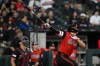 Chicago White Sox's Munetaka Murakami watches his solo home run during the fourth inning of a baseball game against the Washington Nationals in Chicago, Friday, April 24, 2026. (AP Photo/Paul Beaty)