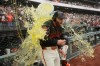 San Francisco Giants' Casey Schmitt is doused by Willy Adames while being interviewed after a baseball game against the Miami Marlins Saturday, April 25, 2026, in San Francisco. (AP Photo/Jeff Chiu)