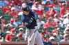Seattle Mariners' Rob Refsnyder hits a home run against the St. Louis Cardinals during the ninth inning of a baseball game, Sunday, April 26, 2026, in St. Louis. (AP Photo/Jeff Le)
