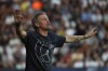 PSG's head coach Luis Enrique reacts during the French League One soccer match between Angers and Paris Saint-Germain in Angers, western France, Saturday, April 25, 2026. (AP Photo/Mathieu Pattier)