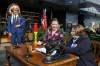 Manitoba Premier Wab Kinew looks on as Tracy Schmidt, then-minister of environment and climate change, is sworn-in by Lt. Gov. Anita Neville in Winnipeg, Wednesday, Oct. 18, 2023. THE CANADIAN PRESS/John Woods