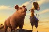 This image released by Angel shows animated characters Snowball, voiced by Laverne Cox, left, and Rooster, voiced by Andy Serkis, in a scene from 