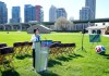 City of Toronto Mayor Olivia Chow speaks as she provides a first look at the FIFA Fan Festival Toronto, the City’s central fan destination for the FIFA World Cup 2026 in Toronto on Monday, April 27, 2026. The fan festival will take place at Fort York National Historic Site and The Bentway. THE CANADIAN PRESS/Nathan Denette