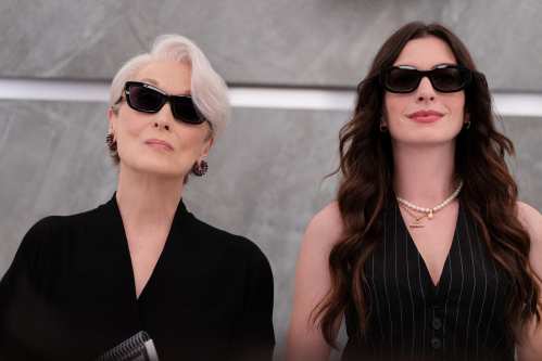This image released by 20th Century Studios shows Meryl Streep, left, and Anne Hathaway in a scene from 
