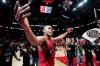 Toronto Raptors forward Scottie Barnes celebrates winning after the end of second half NBA playoff basketball action against Cleveland Cavaliers in Toronto on Sunday, April 26, 2026. THE CANADIAN PRESS/Frank Gunn