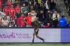 LAFC defender Nkosi Tafari celebrates his goal during the second half of the first leg of a CONCACAF Champions Cup semifinal soccer match against Toluca Wednesday, April 29, 2026, in Los Angeles. (AP Photo/Jae C. Hong)