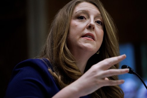 FILE - Dr. Casey Means testifies during a Senate Health, Education Labor and Pension Committee confirmation hearing for U.S. Surgeon General on Capitol Hill, Feb. 25, 2026, in Washington. (AP Photo/Tom Brenner, File)
