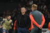 PSG's head coach Luis Enrique and Bayern assistant coach Aaron Danks, foreground, stand by the touchline during a Champions League semifinal, first leg, soccer match between Paris Saint-Germain and Bayern Munich in Paris, Tuesday, April 28, 2026. (AP Photo/Aurelien Morissard)