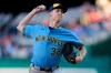 Milwaukee Brewers starting pitcher Jacob Misiorowski throws to the Washington Nationals during the first inning of a baseball game, Friday, May 1, 2026, in Washington. (AP Photo/Jess Rapfogel)